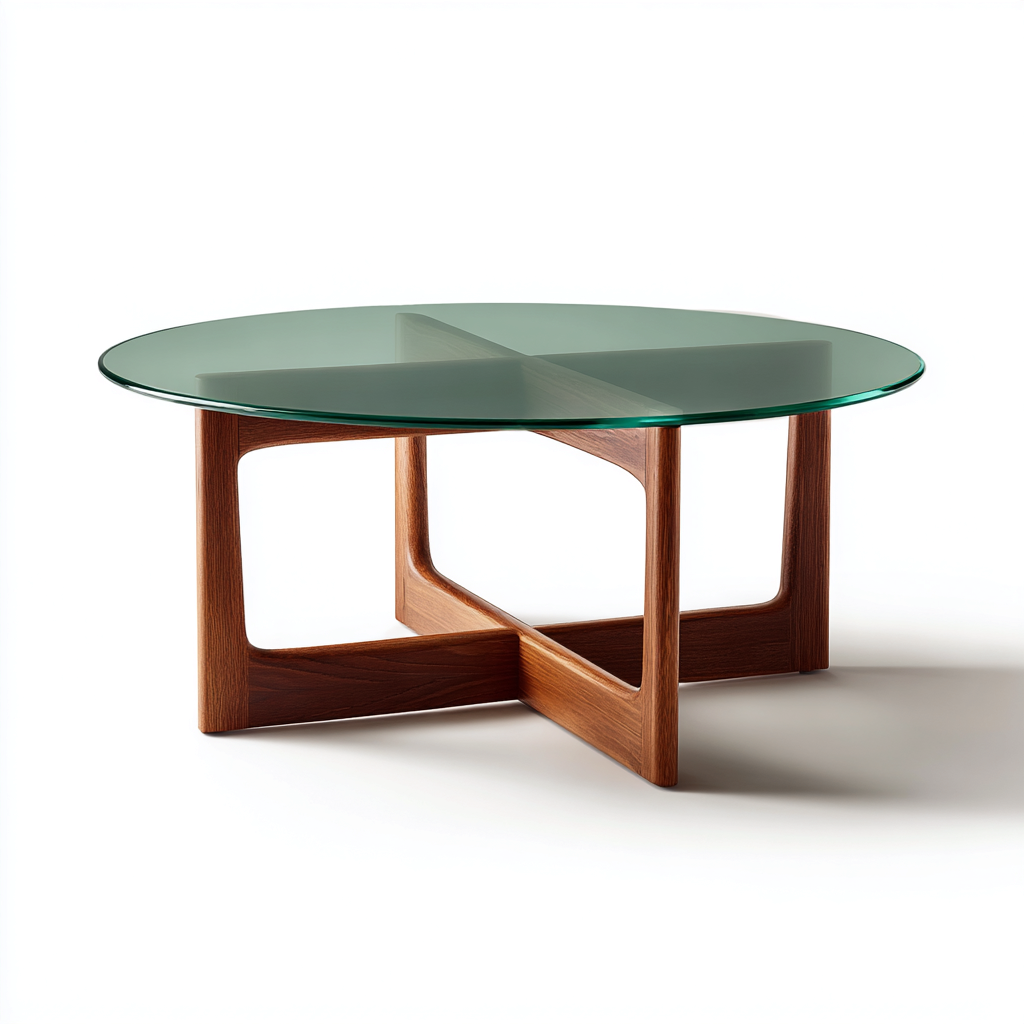 Table basse - verre et bois - 80x80x40 cm - vert et bois naturel - pour salon - design moderne-Nicheuse