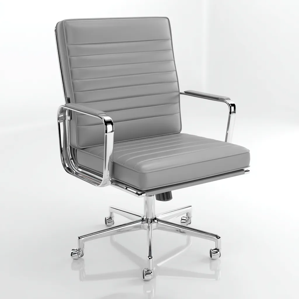 Chaise de bureau - cuir synthétique 62x62x92 cm - gris - ergonomique pour bureau - style moderne-Nicheuse