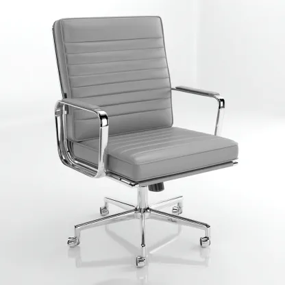 Chaise de bureau - cuir synthétique 62x62x92 cm - gris - ergonomique pour bureau - style moderne-Nicheuse