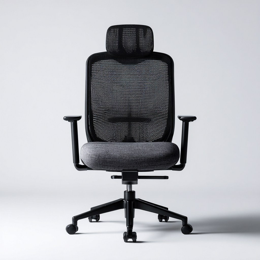 Chaise de bureau - maille respirante et tissu 63x63x122 cm - noir - gris - ergonomique pour bureau - style moderne-Nicheuse