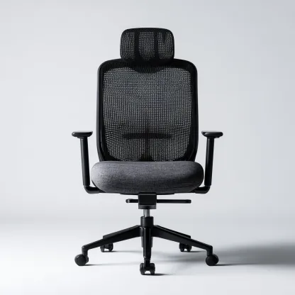 Chaise de bureau - maille respirante et tissu 63x63x122 cm - noir - gris - ergonomique pour bureau - style moderne-Nicheuse