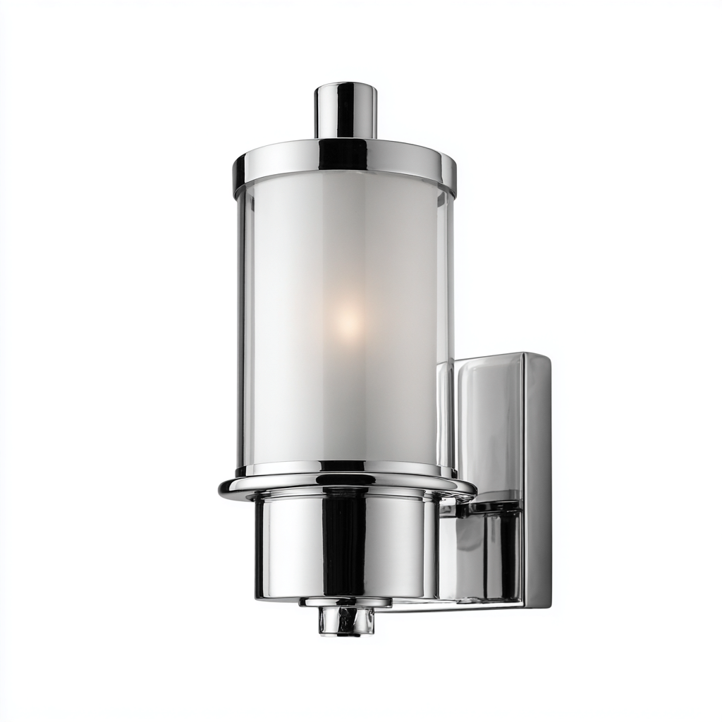 Applique murale métal et verre dépoli 14x11x24 cm - argenté - adaptée à l'intérieur - design moderne-Nicheuse