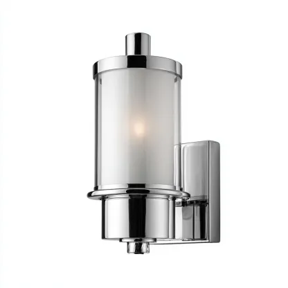 Applique murale métal et verre dépoli 14x11x24 cm - argenté - adaptée à l'intérieur - design moderne-Nicheuse