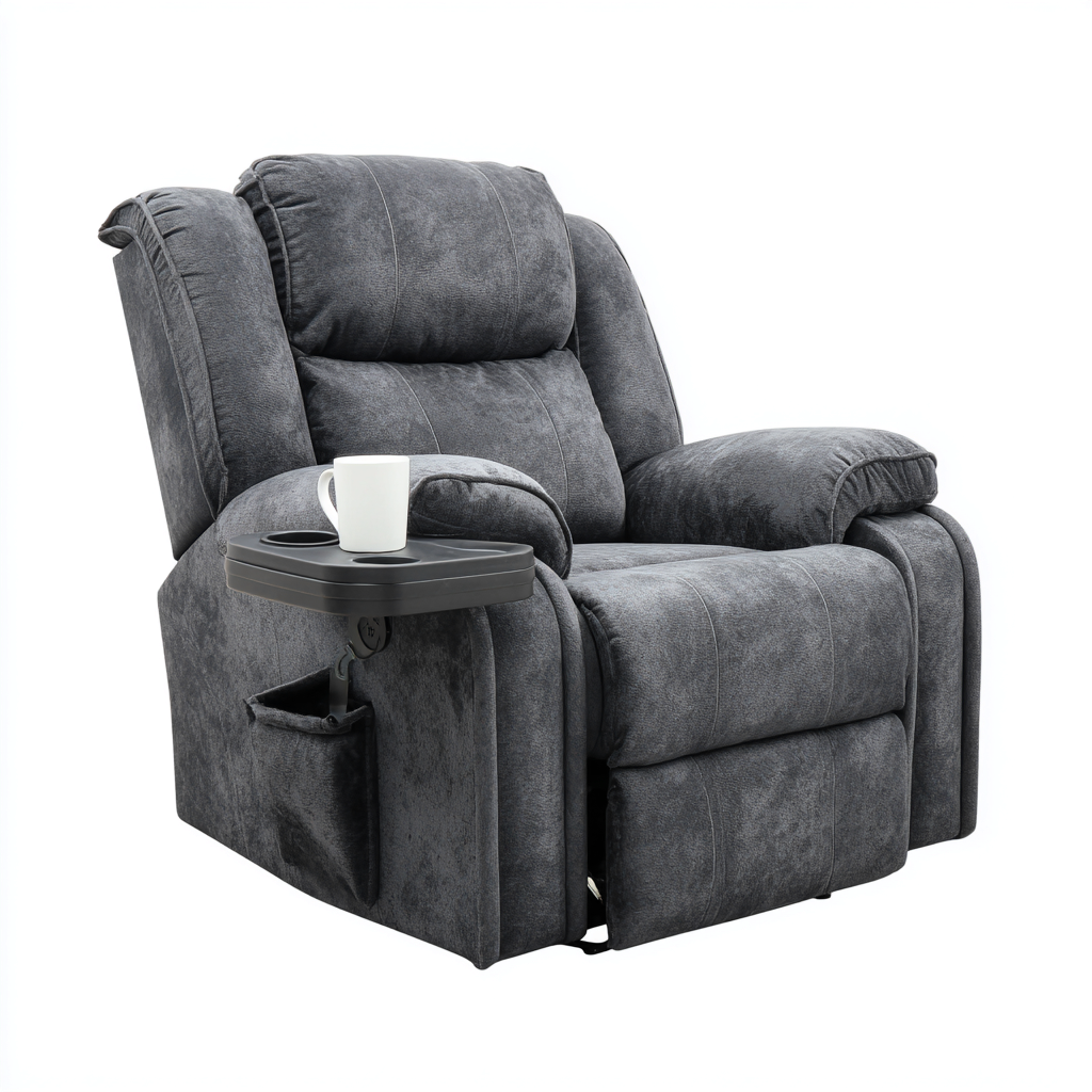 Fauteuil relax en tissu 94x102x110 cm - gris foncé - design moderne adapté au salon-Nicheuse