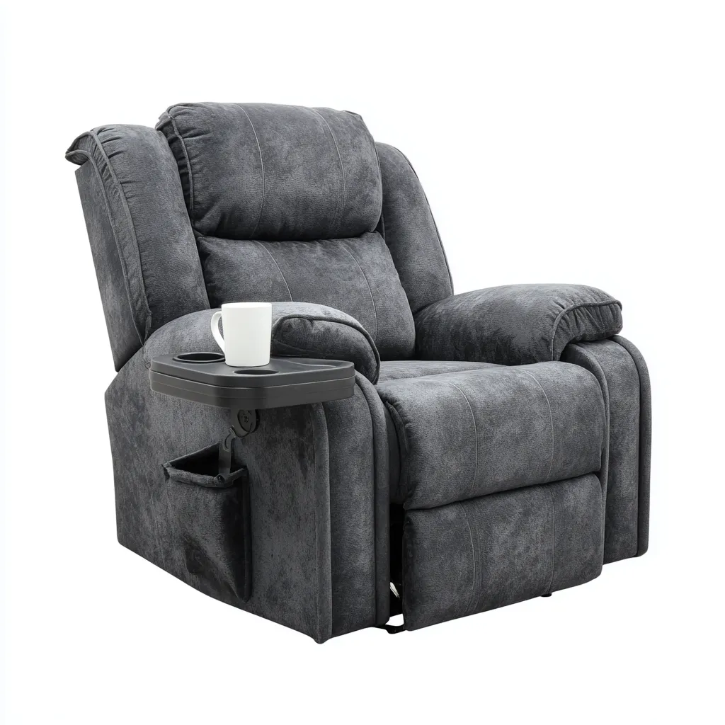 Fauteuil relax en tissu 94x102x110 cm - gris foncé - design moderne adapté au salon-Nicheuse