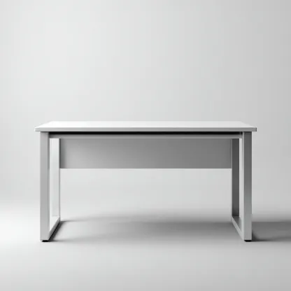 Bureau en bois et métal 140x70x75 cm - blanc - design minimaliste - adapté au bureau-Nicheuse