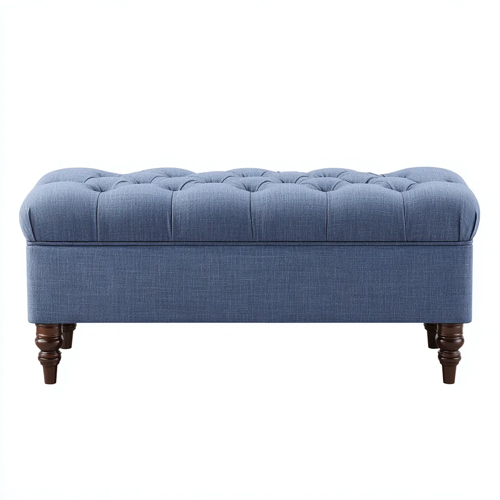Banc de lit Tissu rembourré 110x40x47 cm - bleu - style classique pour chambre-Nicheuse