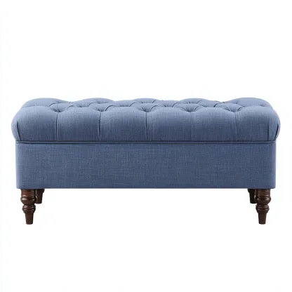 Banc de lit Tissu rembourré 110x40x47 cm - bleu - style classique pour chambre-Nicheuse