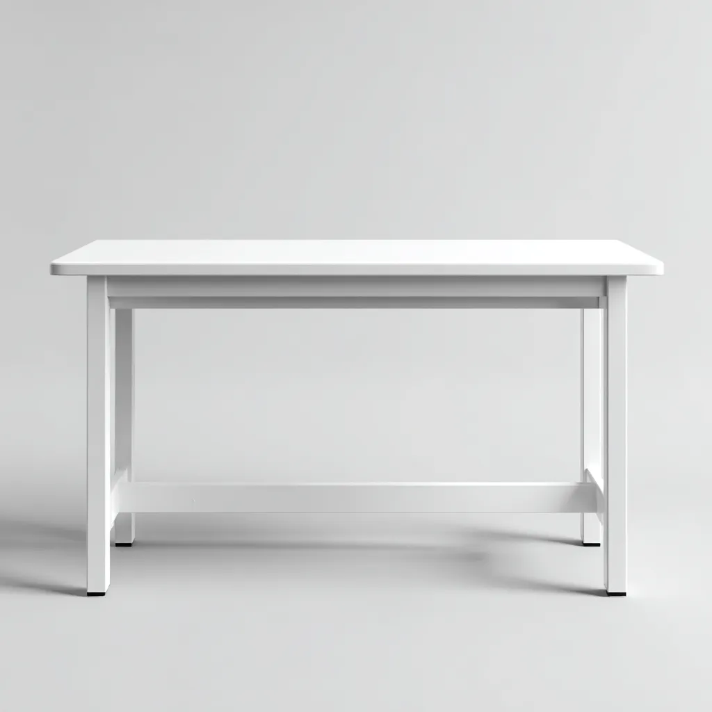 Bureau en bois et métal 140x70x75 cm - blanc - design minimaliste - adapté au bureau-Nicheuse