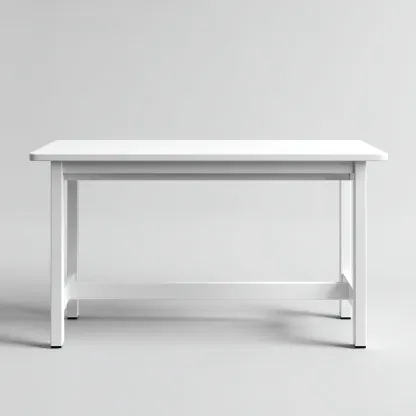 Bureau en bois et métal 140x70x75 cm - blanc - design minimaliste - adapté au bureau-Nicheuse
