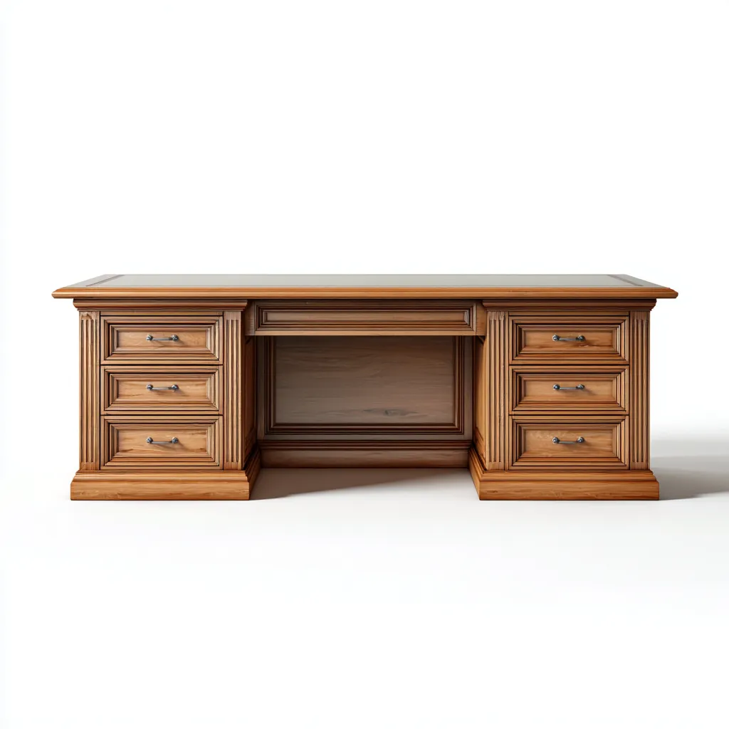 Bureau en bois massif 180x75x80 cm - marron - style classique - adapté au bureau-Nicheuse