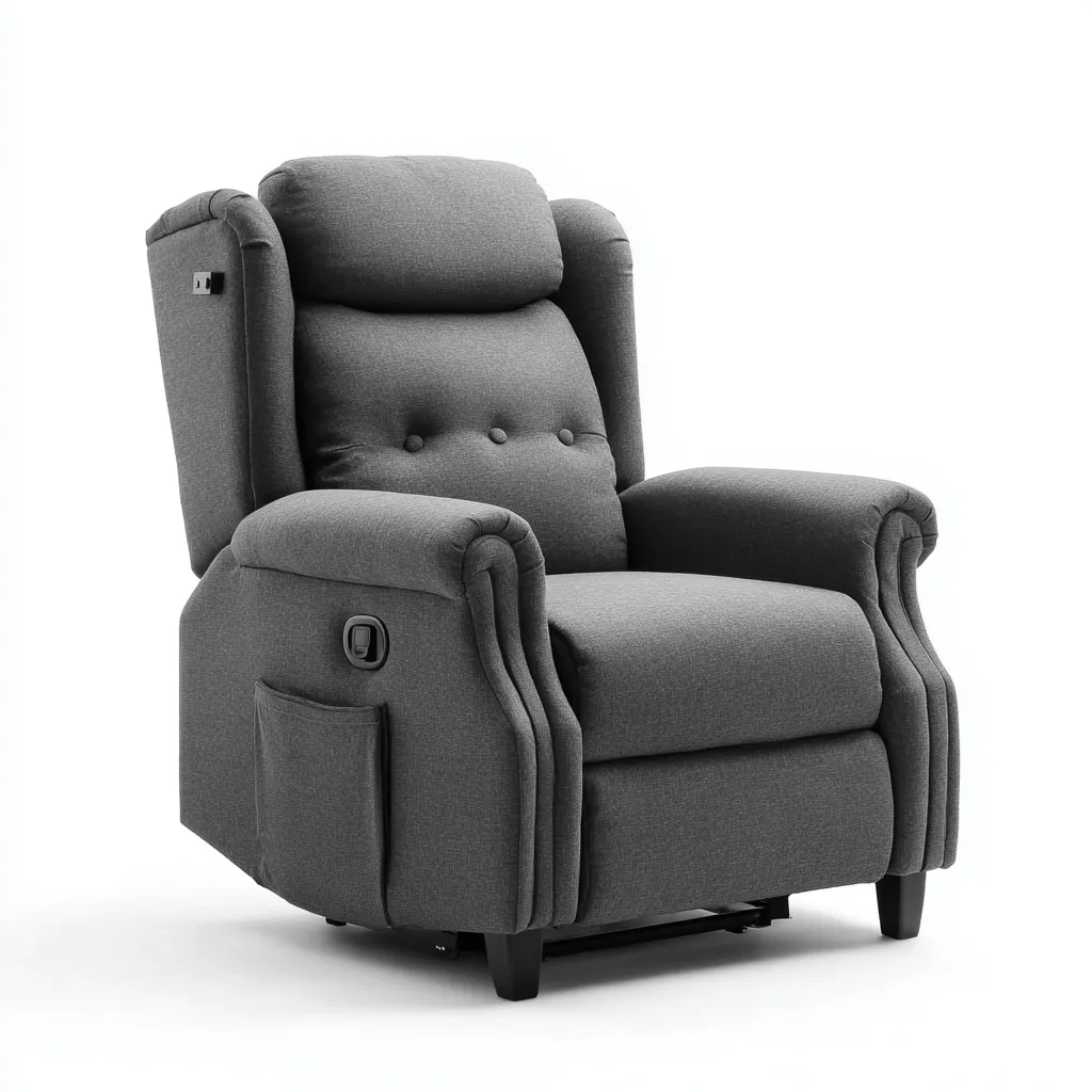 Fauteuil relax en tissu 90x95x105 cm - gris - design classique adapté au salon-Nicheuse