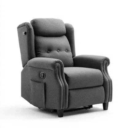 Fauteuil relax en tissu 90x95x105 cm - gris - design classique adapté au salon-Nicheuse