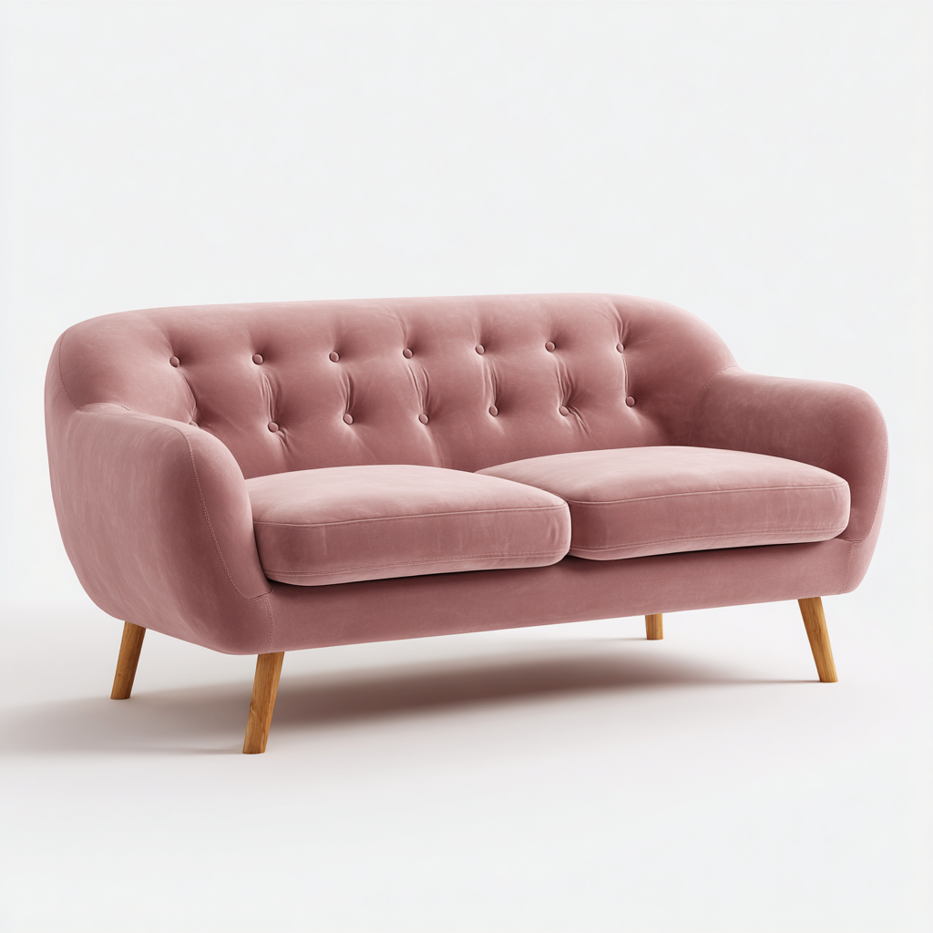 Canapé 2 places en velours 150x82x86 cm - rose - design moderne adapté au salon-Nicheuse