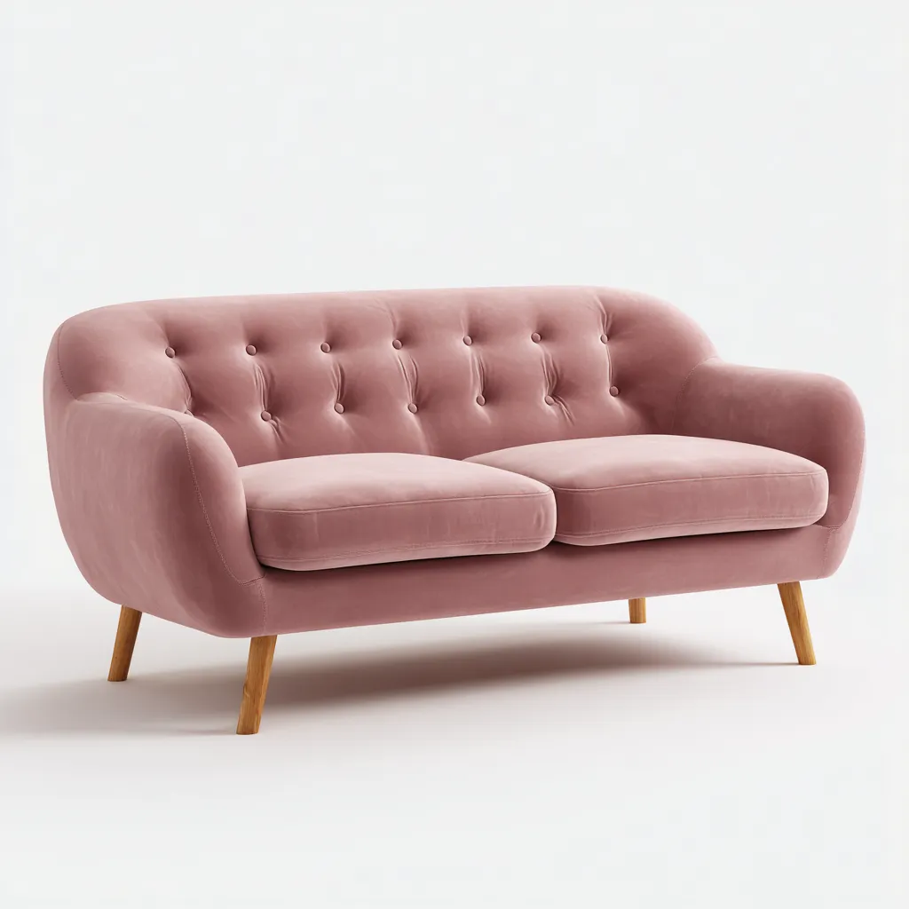 Canapé 2 places en velours 150x82x86 cm - rose - design moderne adapté au salon-Nicheuse