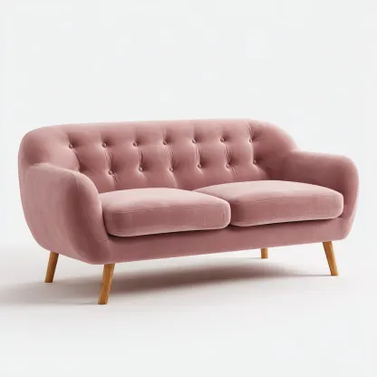 Canapé 2 places en velours 150x82x86 cm - rose - design moderne adapté au salon-Nicheuse