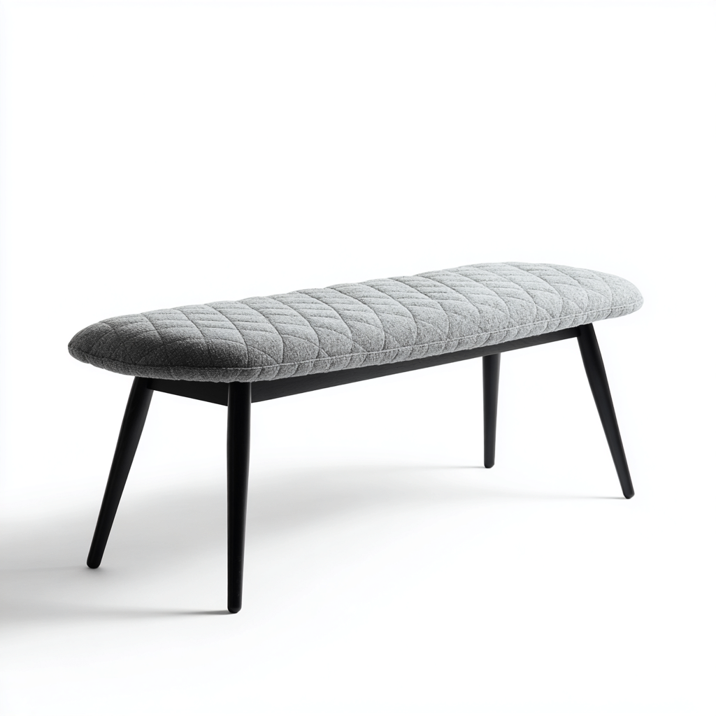 Banc de lit - tissu et métal - 120x38x47 cm - gris - noir - pour chambre - style moderne-Nicheuse