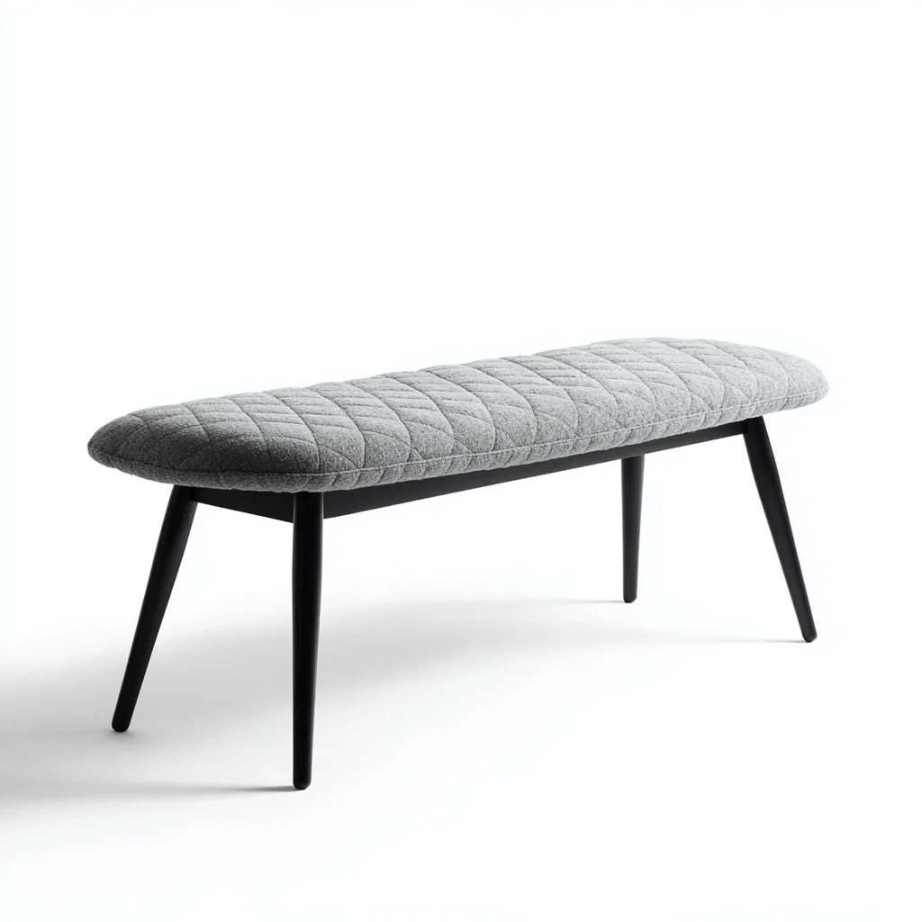 Banc de lit - tissu et métal - 120x38x47 cm - gris - noir - pour chambre - style moderne-Nicheuse