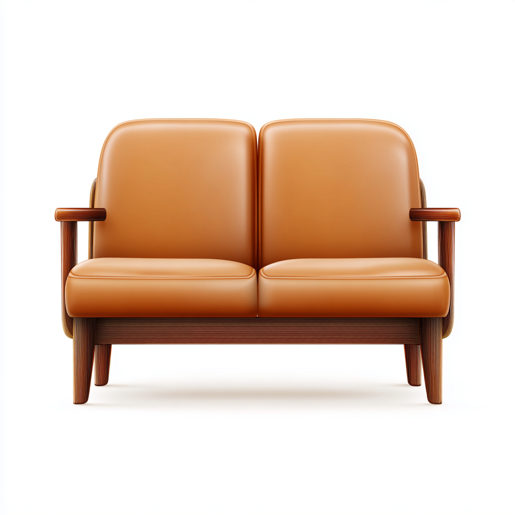 Canapé 2 places en cuir véritable et bois 162x82x85 cm - marron - style rétro pour salon-Nicheuse