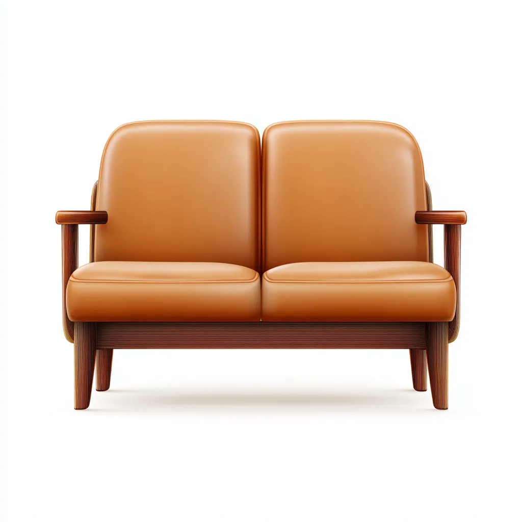 Canapé 2 places en cuir véritable et bois 162x82x85 cm - marron - style rétro pour salon-Nicheuse