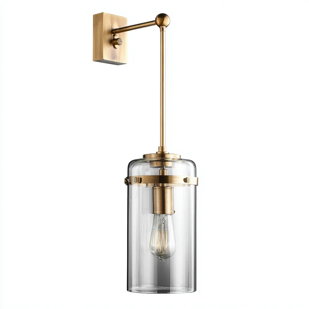 Applique murale métal et verre 16x12x42 cm - doré et transparent - style moderne pour salon-Nicheuse