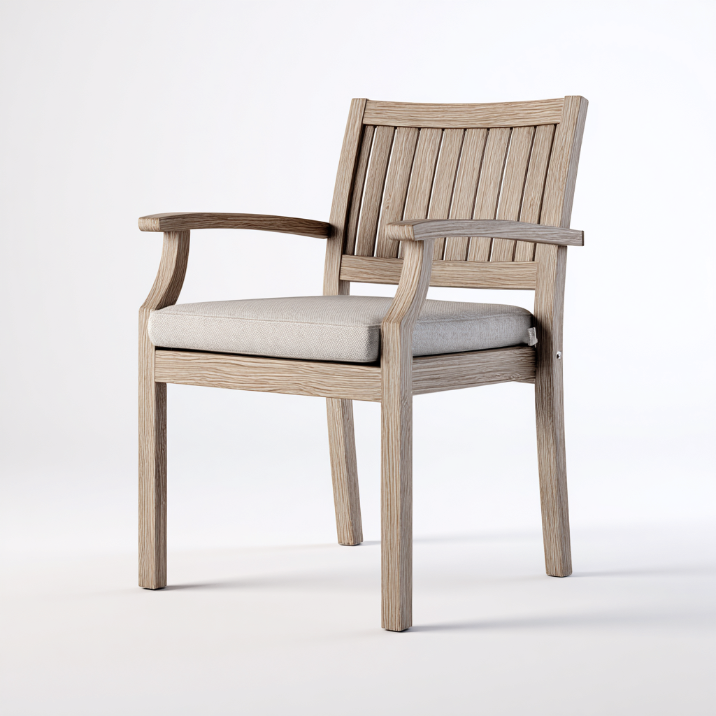 Fauteuil de jardin bois et tissu 58x56x87 cm - beige - adapté à l'extérieur - design naturel-Nicheuse