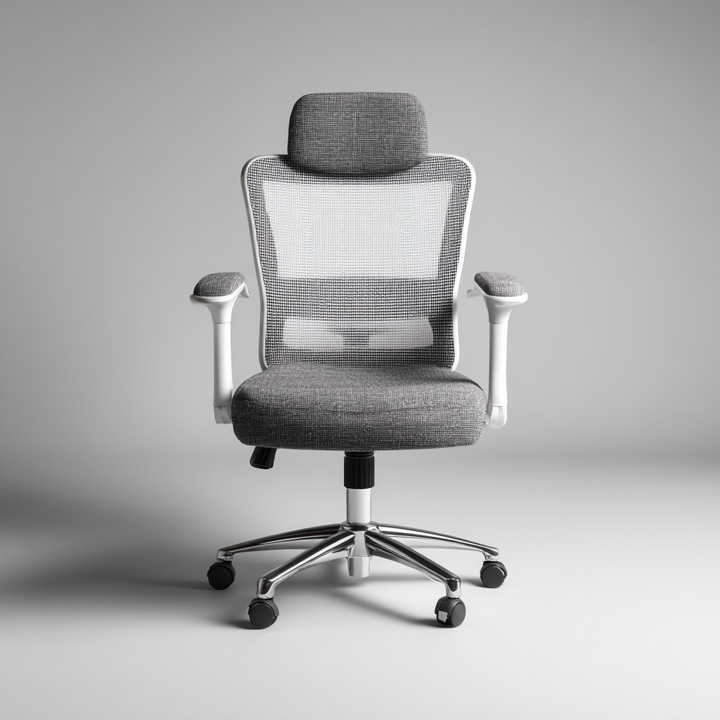 Chaise de bureau - maille respirante et tissu 62x62x118 cm - gris - ergonomique pour bureau - style moderne-Nicheuse