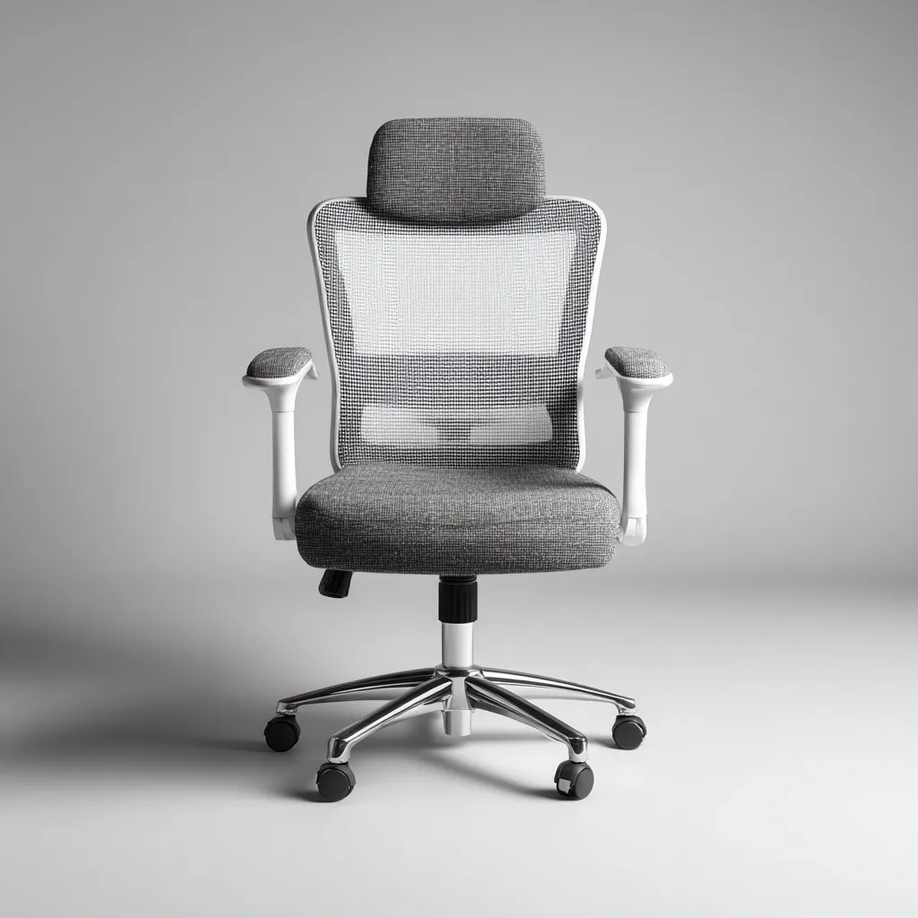 Chaise de bureau - maille respirante et tissu 62x62x118 cm - gris - ergonomique pour bureau - style moderne-Nicheuse