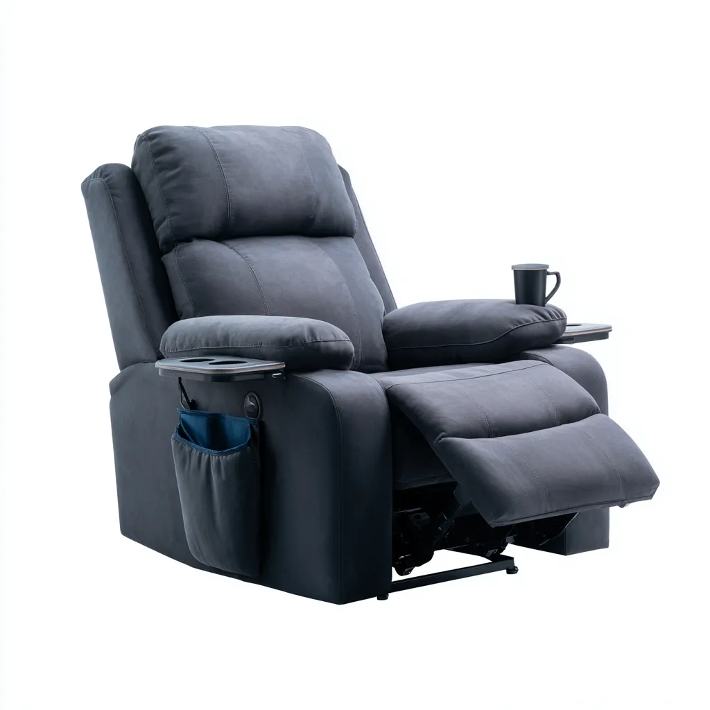 Fauteuil relax en tissu 94x102x110 cm - gris foncé - design moderne adapté au salon-Nicheuse