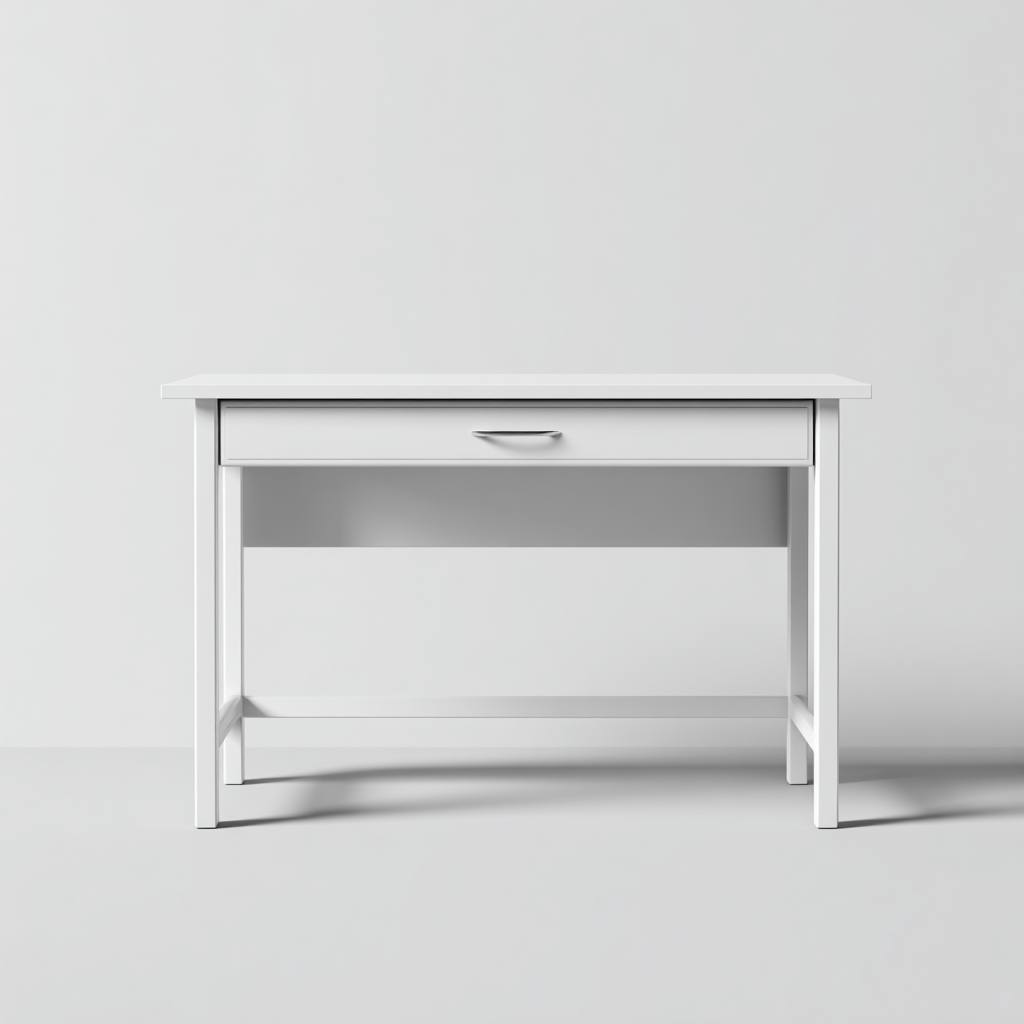 Bureau en bois 110x55x75 cm - blanc - design simple - adapté au bureau-Nicheuse