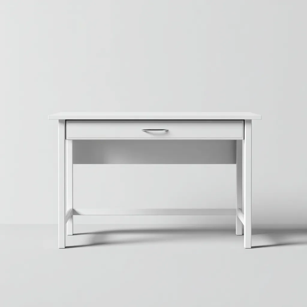 Bureau en bois 110x55x75 cm - blanc - design simple - adapté au bureau-Nicheuse