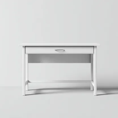 Bureau en bois 110x55x75 cm - blanc - design simple - adapté au bureau-Nicheuse