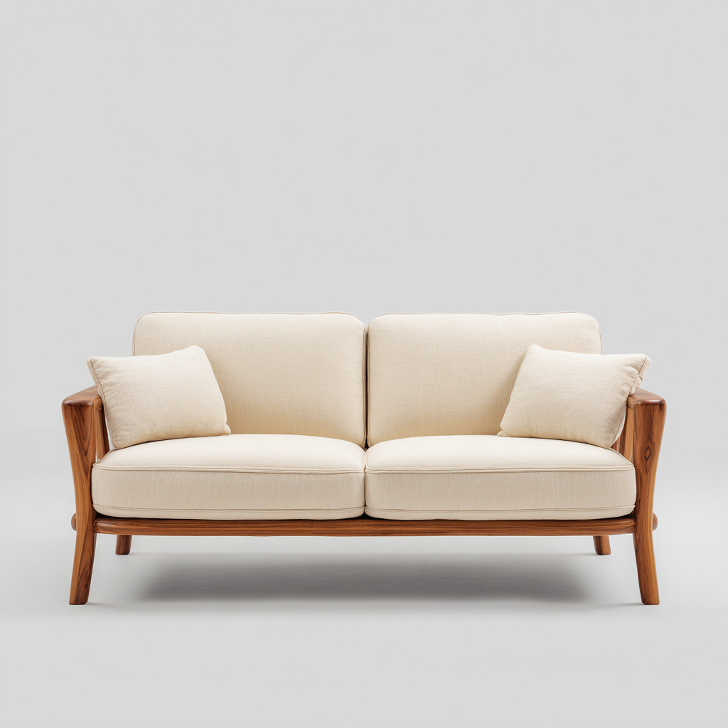 Canapé 2 places en tissu 160x84x86 cm - beige - design moderne adapté au salon-Nicheuse