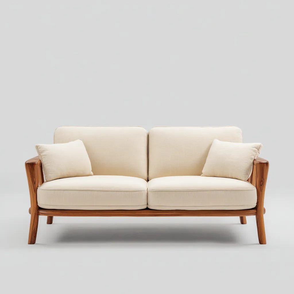 Canapé 2 places en tissu 160x84x86 cm - beige - design moderne adapté au salon-Nicheuse