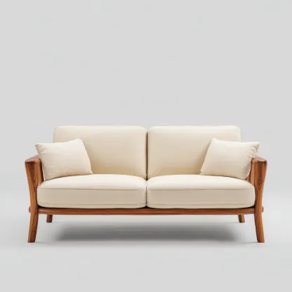 Canapé 2 places en tissu 160x84x86 cm - beige - design moderne adapté au salon-Nicheuse