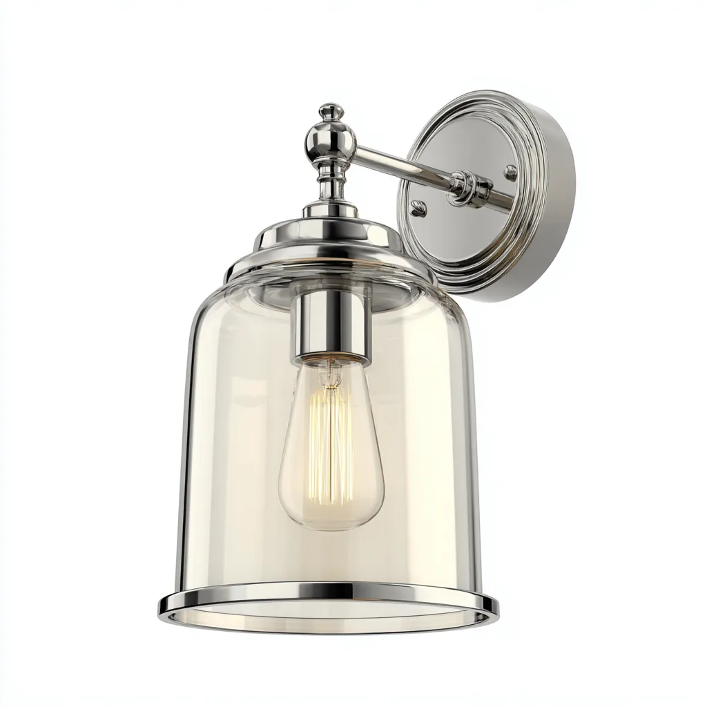 Applique murale métal et verre 18x14x29 cm - argenté - adaptée à l'intérieur - design classique-Nicheuse