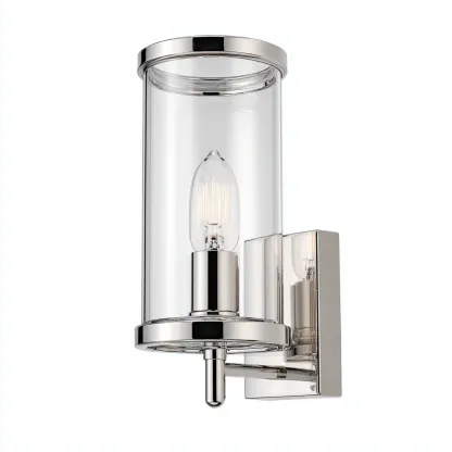 Applique murale métal et verre 12x10x25 cm - argent et transparent - style moderne pour salon-Nicheuse