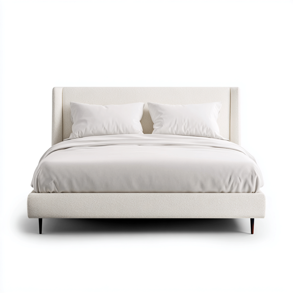 Lit double tissu 200x180x120 cm - blanc - adapté à la chambre - design contemporain-Nicheuse