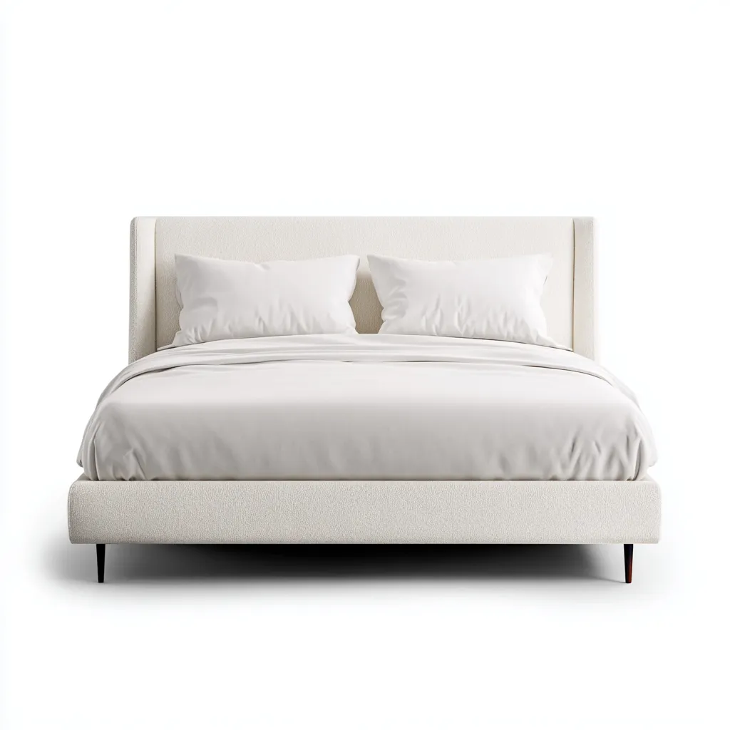 Lit double tissu 200x180x120 cm - blanc - adapté à la chambre - design contemporain-Nicheuse