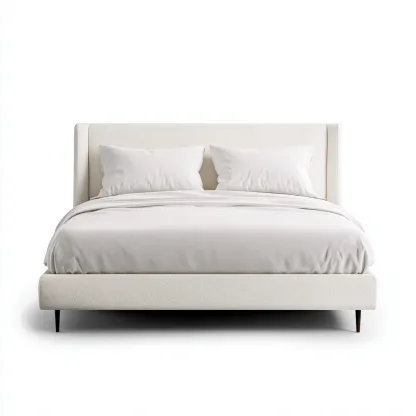 Lit double tissu 200x180x120 cm - blanc - adapté à la chambre - design contemporain-Nicheuse