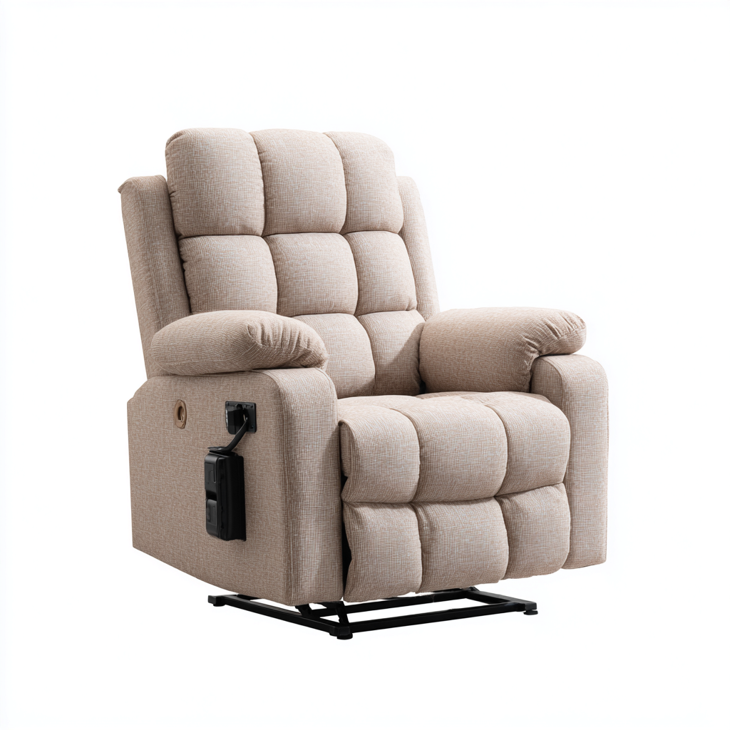 Fauteuil relax en tissu 90x98x106 cm - beige - design moderne adapté au salon-Nicheuse