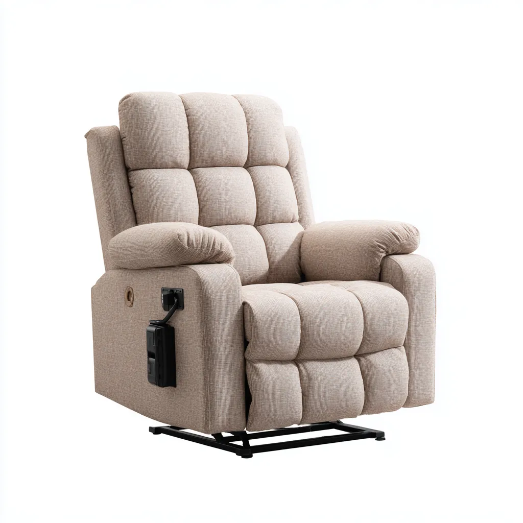 Fauteuil relax en tissu 90x98x106 cm - beige - design moderne adapté au salon-Nicheuse