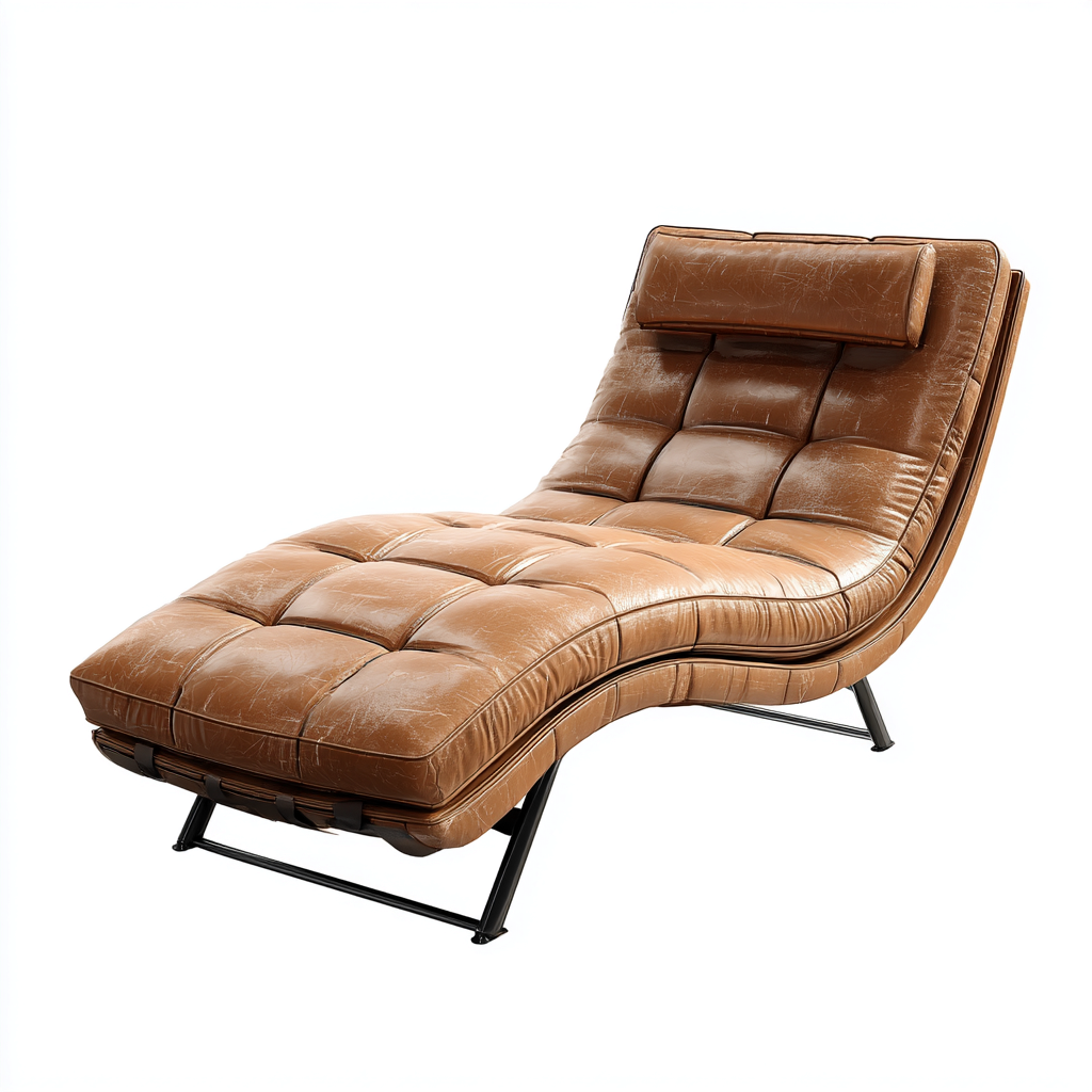 Chaise longue - cuir véritable - 180x70x85 cm - marron - design moderne - adaptée au salon-Nicheuse