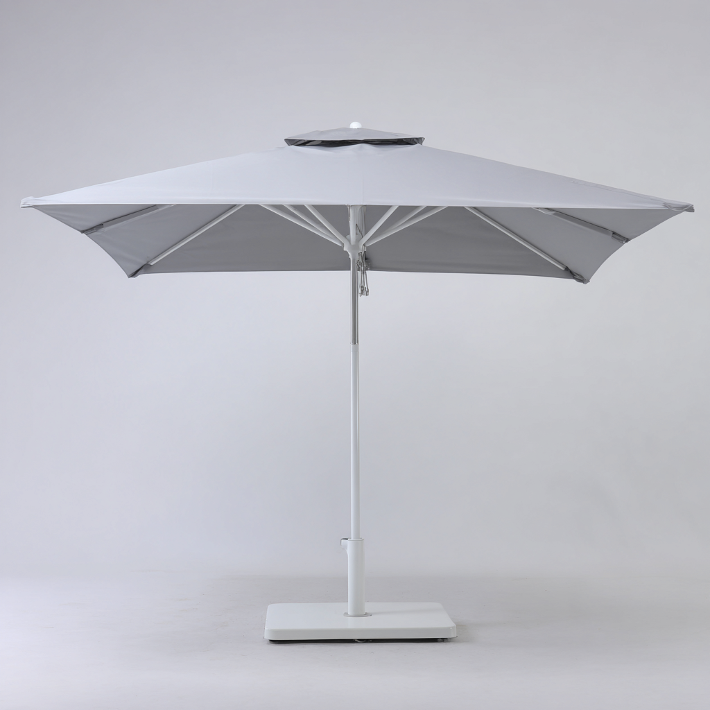 Parasol de jardin Polyester et métal 300x300x250 cm - gris clair - style moderne pour usage extérieur-Nicheuse