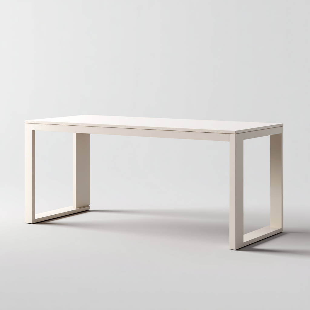 Bureau en bois et métal 140x70x75 cm - blanc - design minimaliste - adapté au bureau-Nicheuse