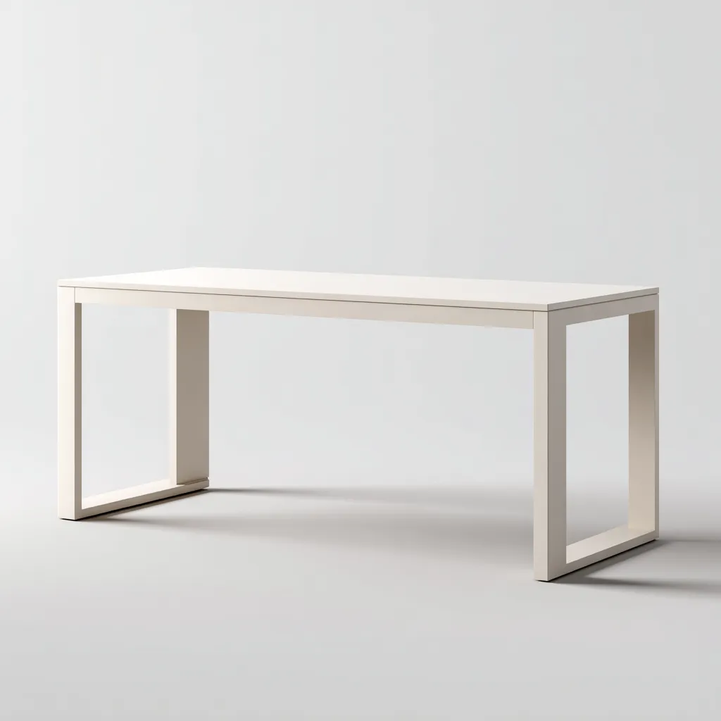 Bureau en bois et métal 140x70x75 cm - blanc - design minimaliste - adapté au bureau-Nicheuse
