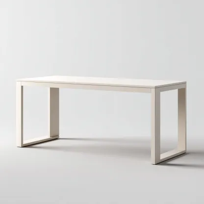 Bureau en bois et métal 140x70x75 cm - blanc - design minimaliste - adapté au bureau-Nicheuse