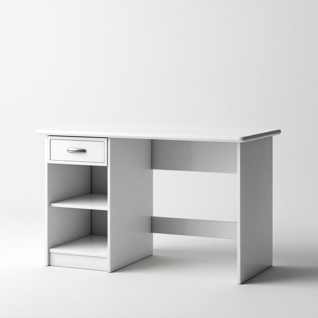 Bureau en bois 120x50x75 cm - blanc - design simple - adapté au bureau-Nicheuse
