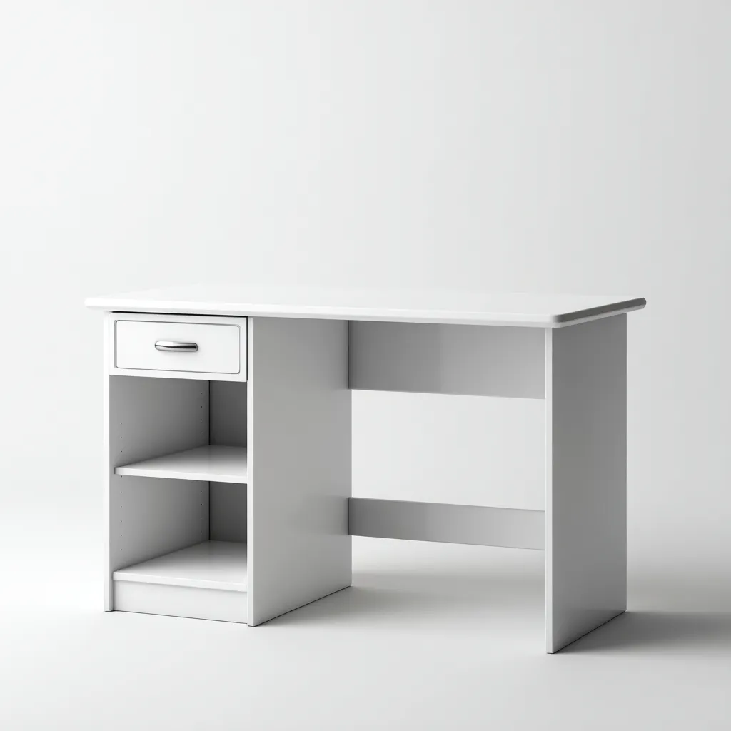 Bureau en bois 120x50x75 cm - blanc - design simple - adapté au bureau-Nicheuse