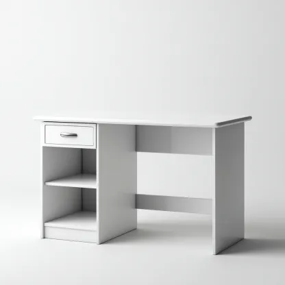 Bureau en bois 120x50x75 cm - blanc - design simple - adapté au bureau-Nicheuse